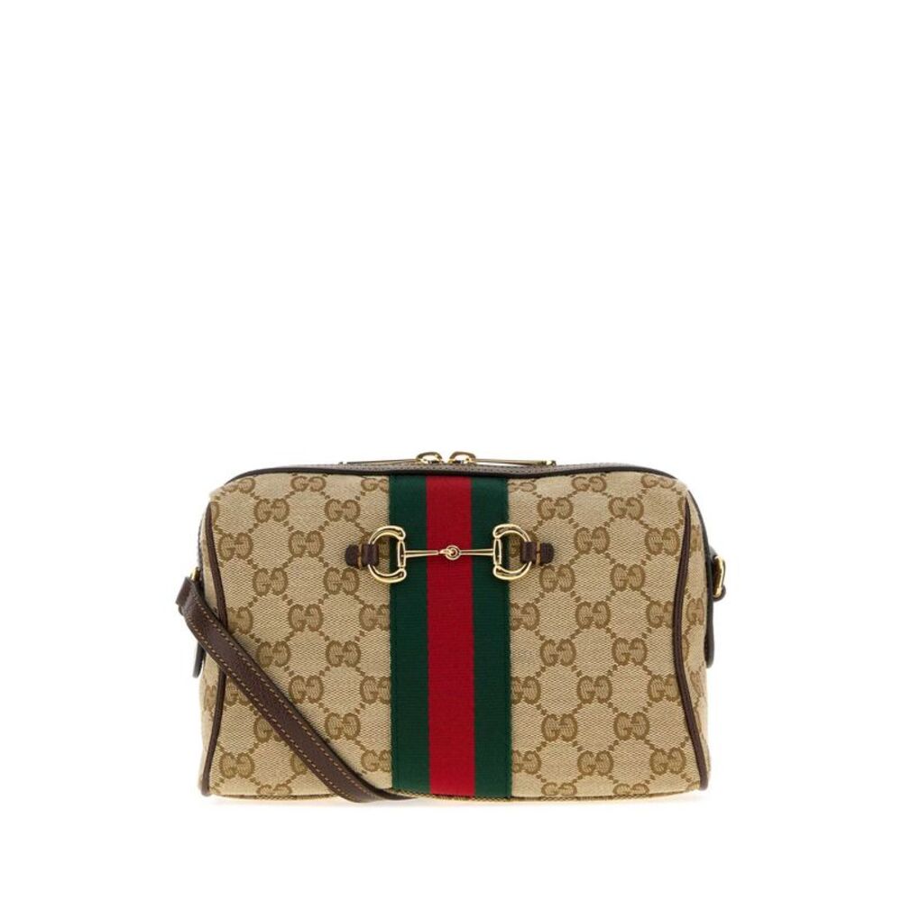 Gucci Women Gg Fabric Small Gucci Horsebit Web Crossbody Bag